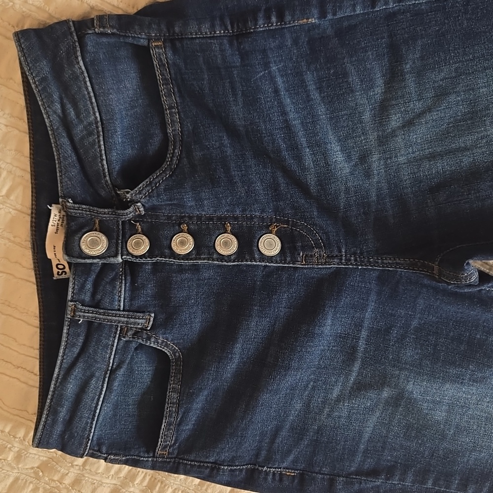 SO Super High Rise Button Fly Jegging Jeans Dark Wash Size 27 - Picture 4 of 17